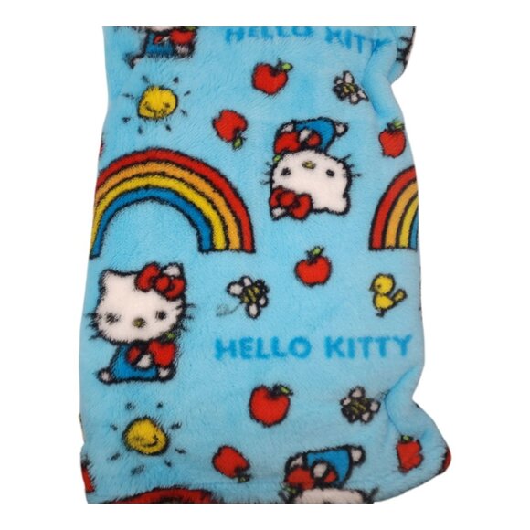 Hello Kitty Ultra Fine Faux Fur Throw 50" x 70" Rainbow Blue Red Yellow - Picture 2 of 9